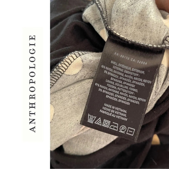 Anthropologie Maeve Davina Layered Dress Polka Dot Black Cream Small - Picture 7 of 9